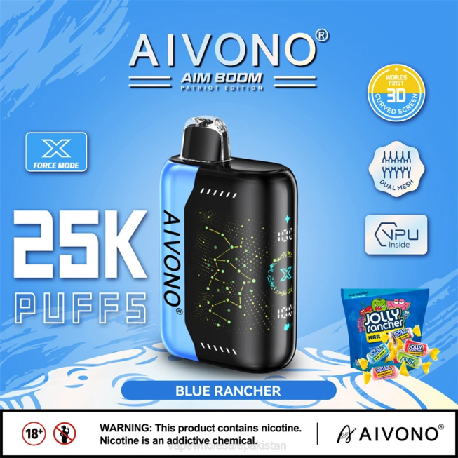 Aivono AIM BOOM 25000 Blue Rancher - 0668344 Cheapest Vape Wholesale