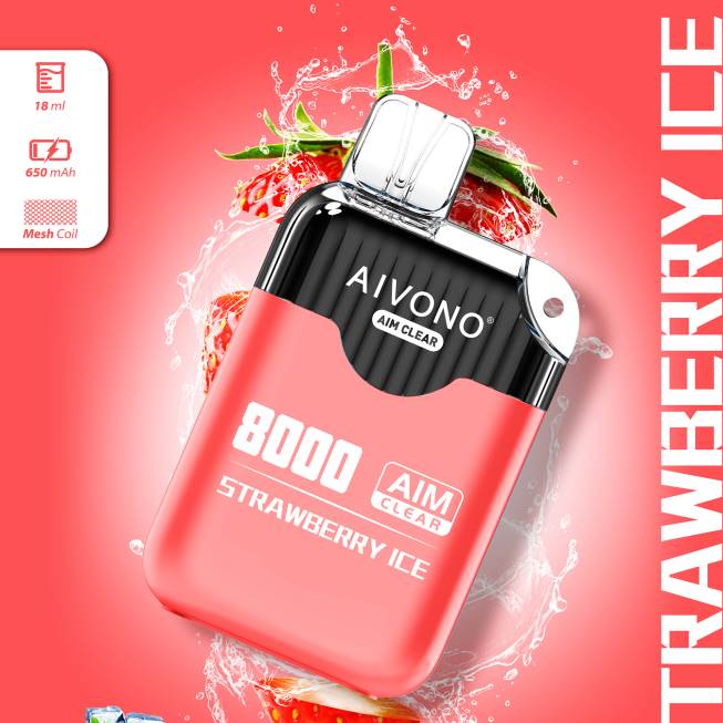 Aivono AIM CLEAR 8000 Strawberry Ice - 0668205 E Cigarette Wholesale