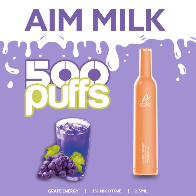 Aivono AIM MILK 500 Grape Energy - 0668265 E Cigarette Wholesale