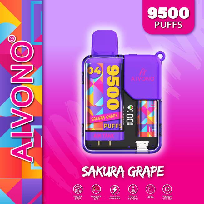 Aivono AIM TANK 9500 Sakura Grape - 066836 E Cig Wholesale