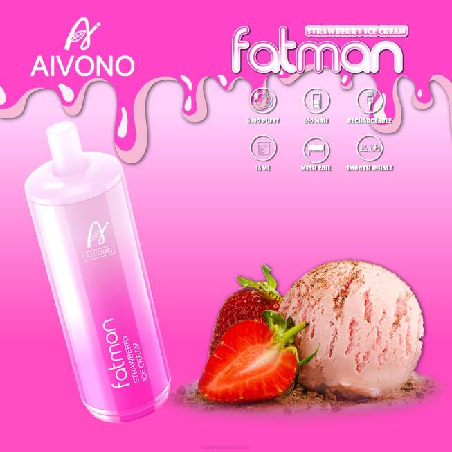 Aivono FATMAN 6800 Strawberry Ice Cream - 066821 Vape Wholesale Pakistan