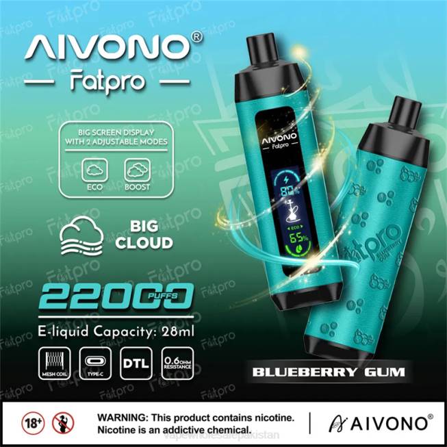 Aivono Fatpro 22000 Blueberry Gum - 06689 E Cigarettes Wholesale Suppliers