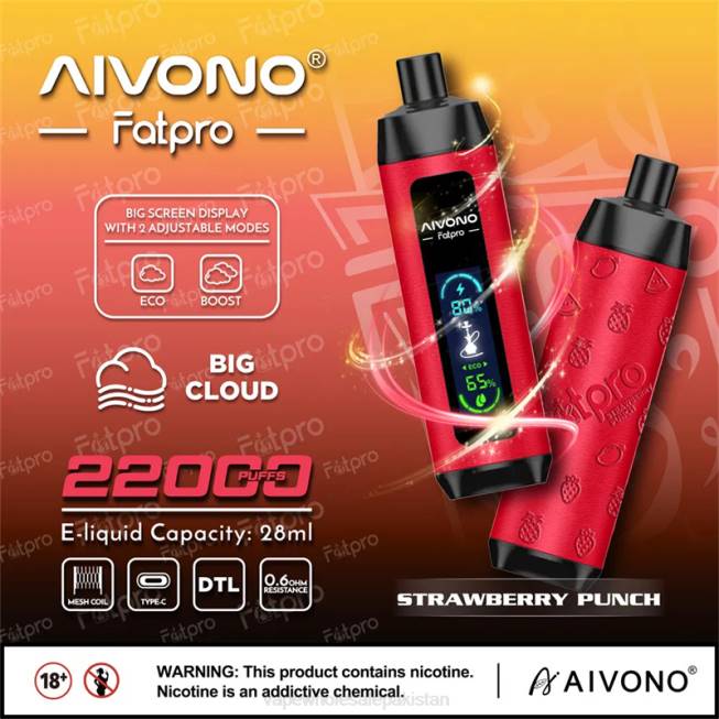 Aivono Fatpro 22000 Strawberry Punch - 06688 Electronic Cigarette Wholesale Supplier