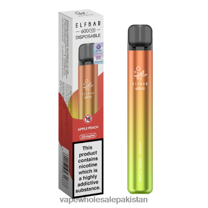 Electronic Cigarette Wholesale Price Apple Peach D42RL270 ELFBAR 600V2 20mg