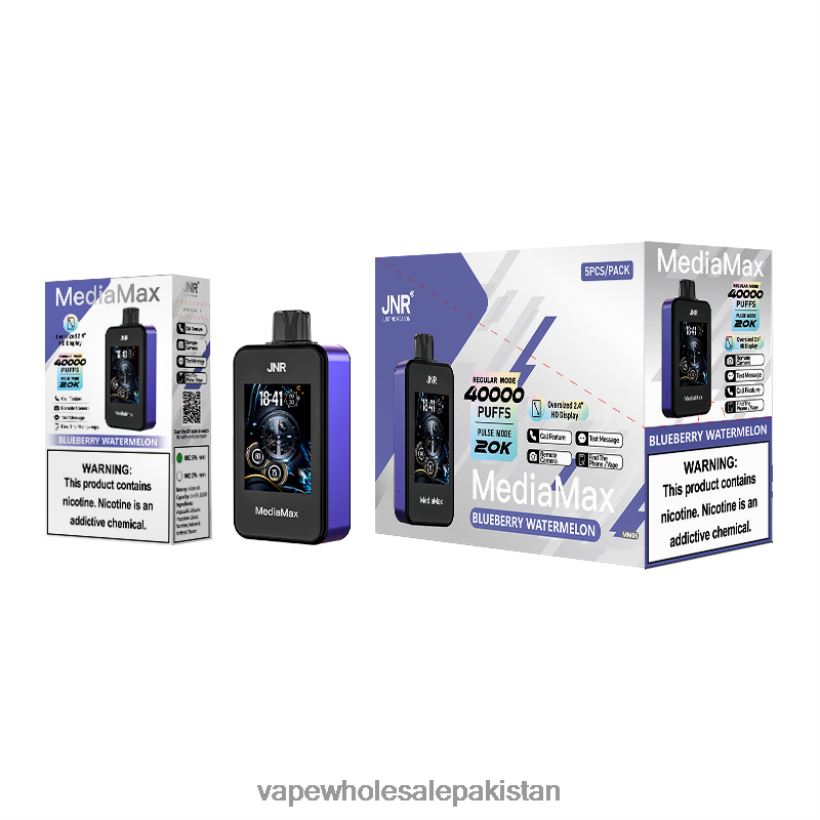 JNR MediaMax 40k Puff Blueberry Watermelon TTB2TD12 Vape Wholesale Prices